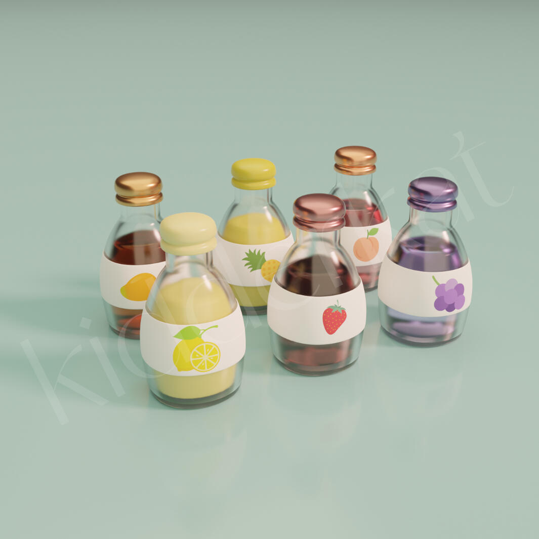 tiny juice bottles (from 3D by Sarah tutorial)