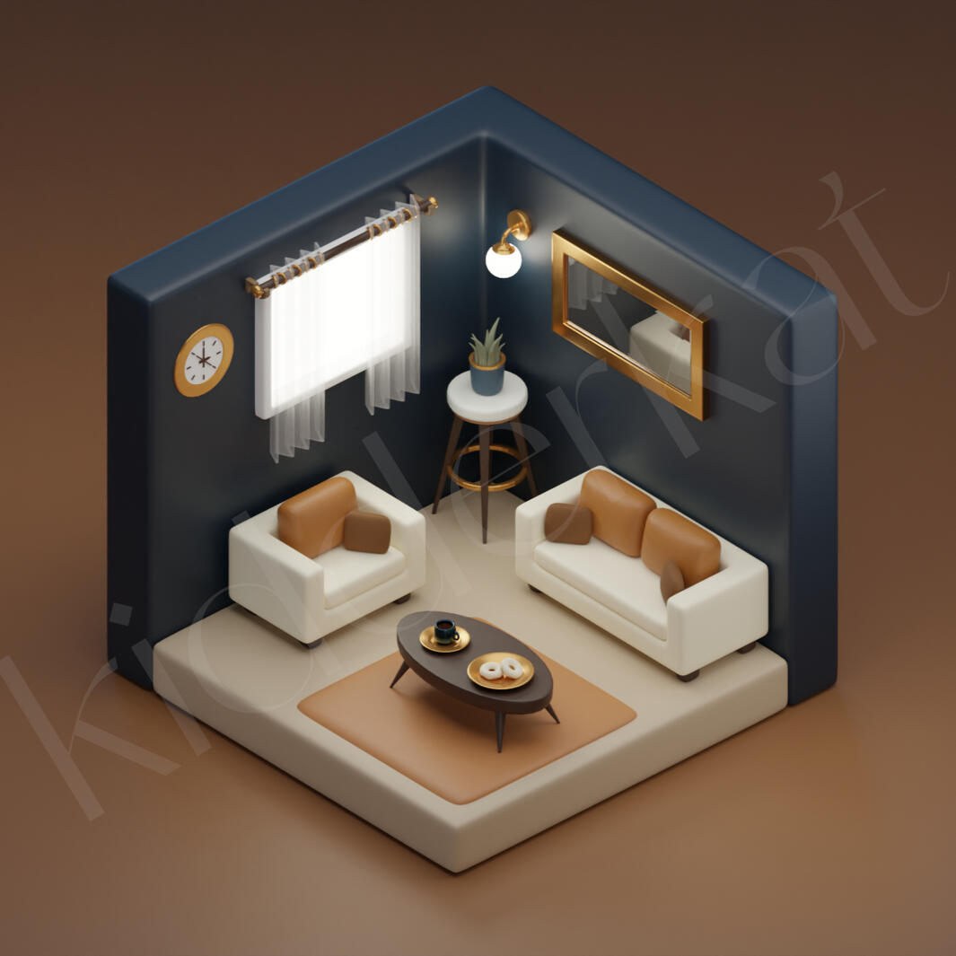 isometric living room recolored