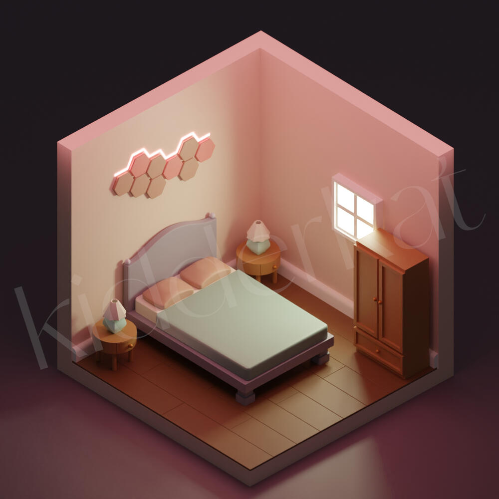 isometric bedroom (from YouTube tutorial)