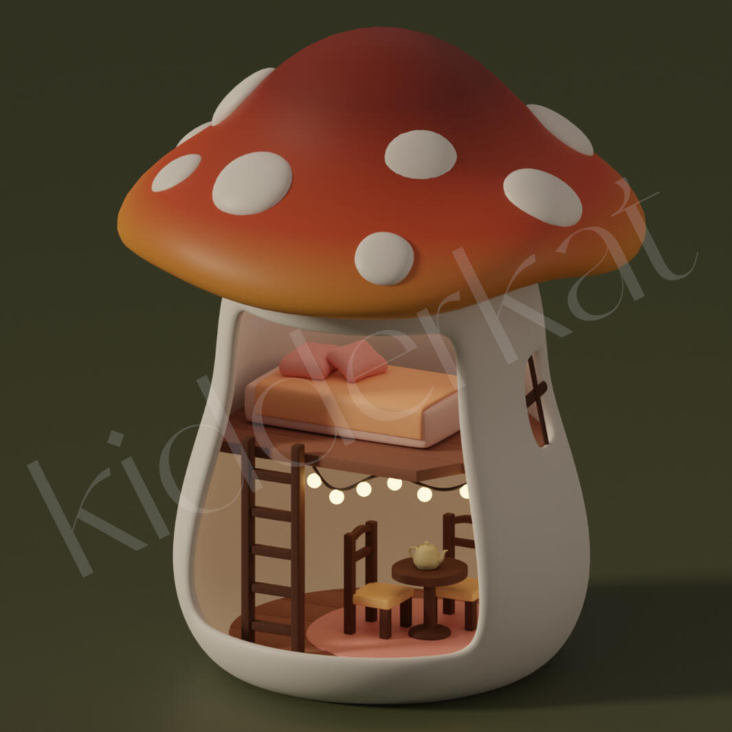lil mushroom house from 3D by Sarah tutorial)
